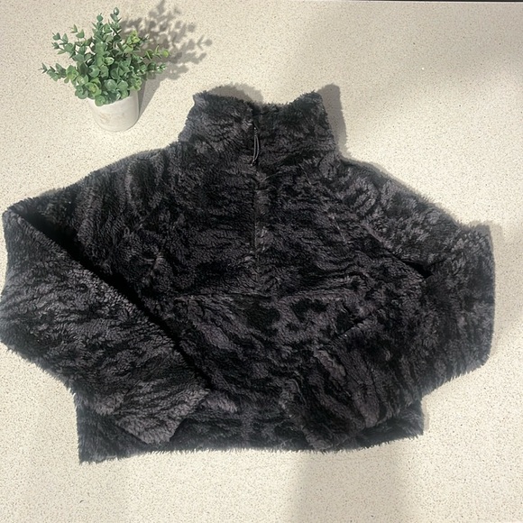 Lululemon Sz XS/S Scuba Oversized Fleece Funnel Neck *Jacquard Camo Carbon Black - Picture 8 of 16